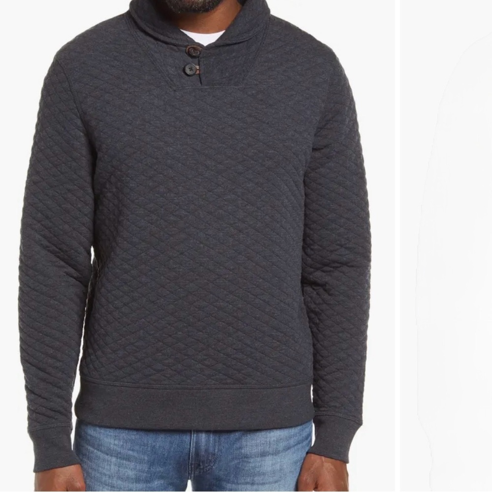 Billy Reid Diamond Quilted Shawl Collar Pullover Sweatshirt